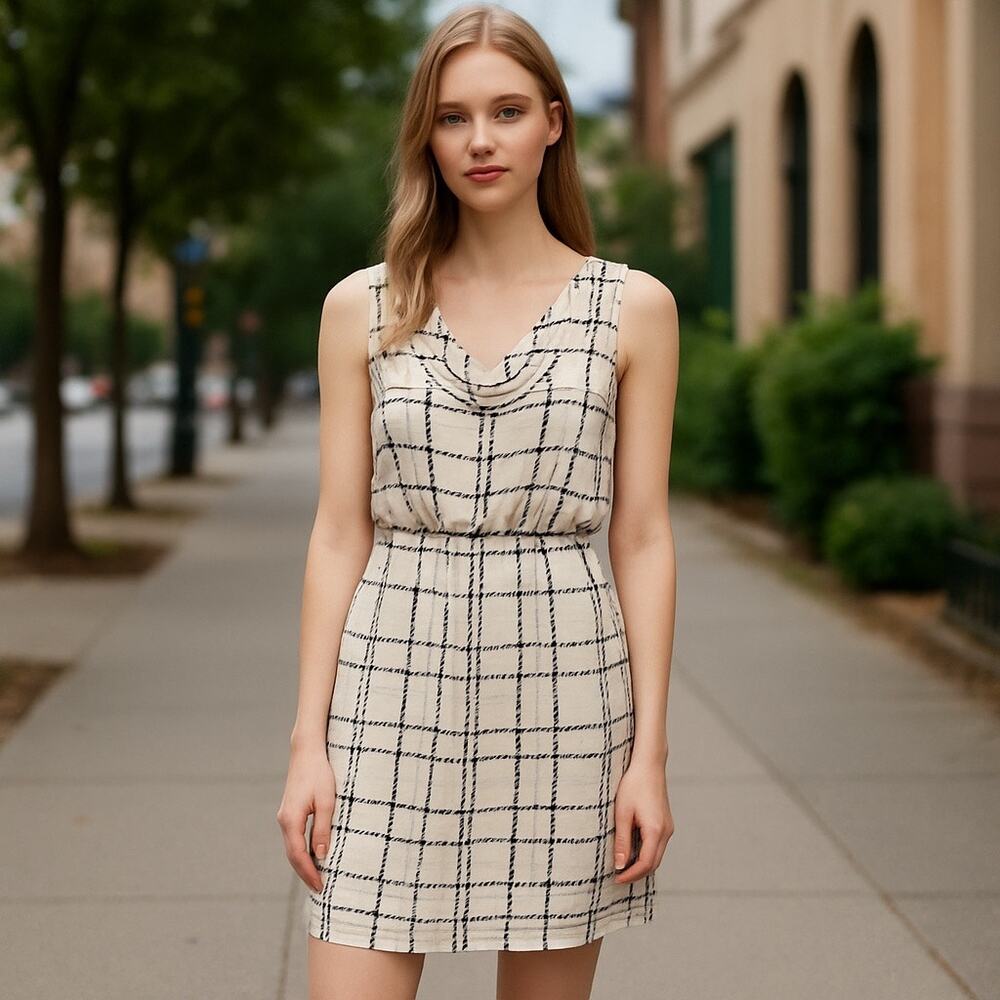 Ann Taylor Loft Sleeveless Dress Sweetheart Scoop w/ribs Neck Sz 8 Office Chic